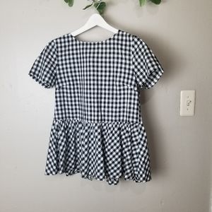 Gingham peplum open back top size XS